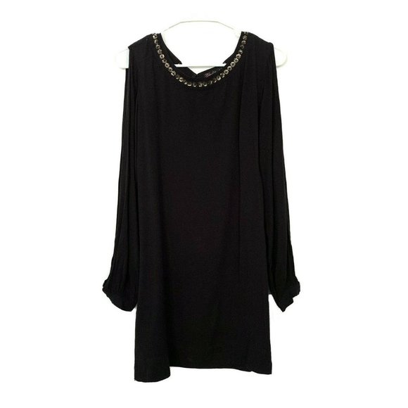 Elizabeth and James Dress Black Embellished Long Sleeve Shift - Picture 1 of 6